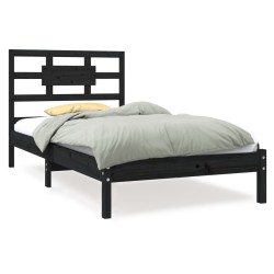 vidaXL Massivholzbett Schwarz 90x200 cm