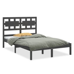 vidaXL Massivholzbett Grau 140x200 cm