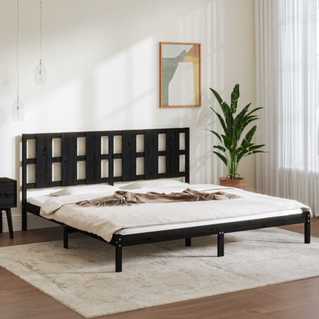 vidaXL Massivholzbett Schwarz Kiefer 200x200 cm