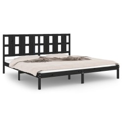 vidaXL Massivholzbett Schwarz Kiefer 200x200 cm