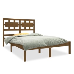 vidaXL Massivholzbett Honigbraun 140x190 cm