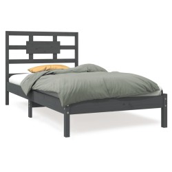 vidaXL Massivholzbett Grau 90x200 cm