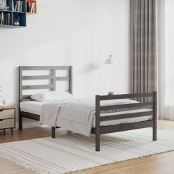 vidaXL Massivholzbett Grau 90x200 cm