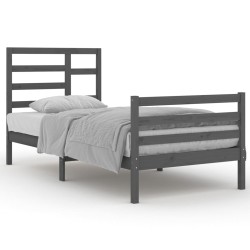 vidaXL Massivholzbett Grau 90x200 cm