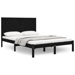 vidaXL Massivholzbett Schwarz Kiefer 140x190 cm