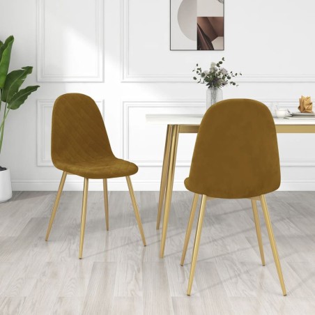 Esszimmerstühle 2 Stk. Braun Samt