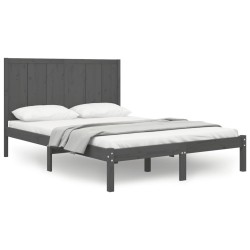 vidaXL Massivholzbett Grau Kiefer 140x190 cm