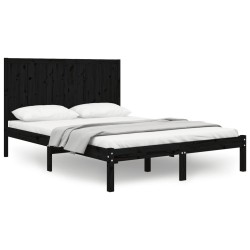 vidaXL Massivholzbett Schwarz Kiefer 150x200 cm
