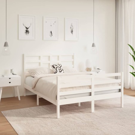 vidaXL Massivholzbett Weiß 140x190 cm  