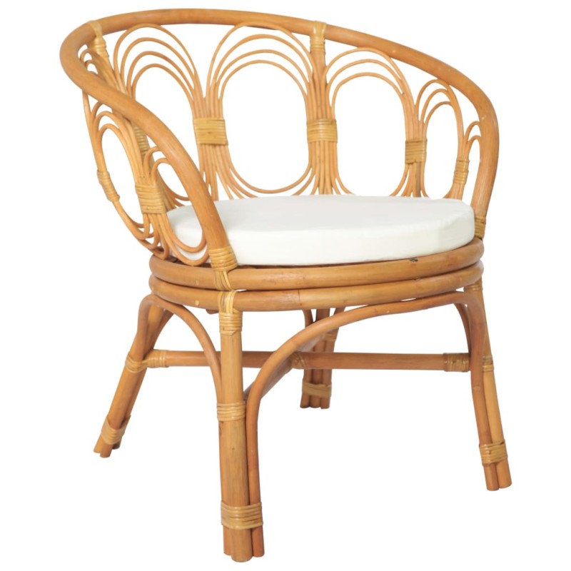Esszimmerstuhl mit Auflage Hellbraun Natur Rattan Leinenbezug Esszimmerstuhl mit Auflage Hellbraun Natur Rattan Leinenbezug