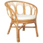 Esszimmerstuhl mit Auflage Hellbraun Natur Rattan Leinenbezug Esszimmerstuhl mit Auflage Hellbraun Natur Rattan Leinenbezug