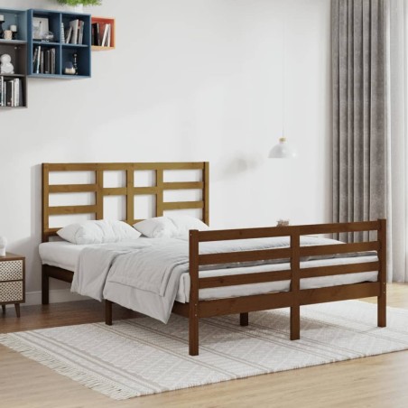vidaXL Massivholzbett Honigbraun 140x200 cm