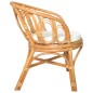 Esszimmerstuhl mit Auflage Hellbraun Natur Rattan Leinenbezug Esszimmerstuhl mit Auflage Hellbraun Natur Rattan Leinenbezug