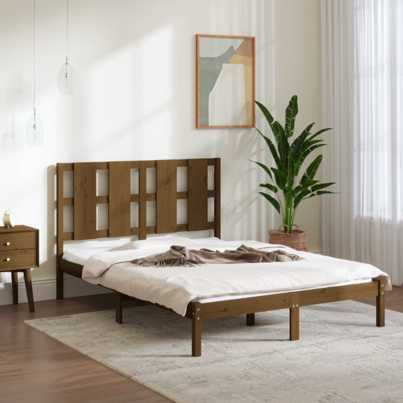 vidaXL Massivholzbett Honigbraun Kiefer 140x190 cm vidaXL Massivholzbett Honigbraun Kiefer 140x190 cm