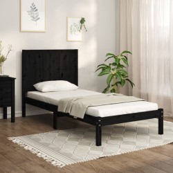 vidaXL Massivholzbett Schwarz Kiefer 90x200 cm