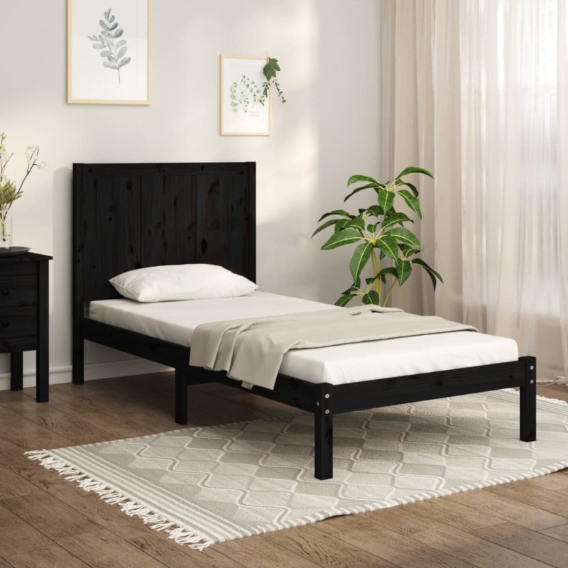 vidaXL Massivholzbett Schwarz Kiefer 90x200 cm vidaXL Massivholzbett Schwarz Kiefer 90x200 cm