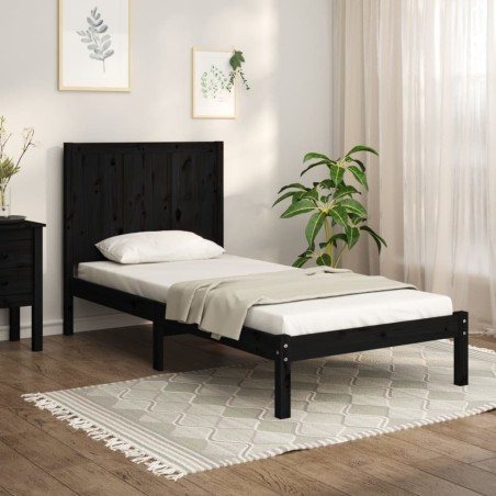 vidaXL Massivholzbett Schwarz Kiefer 90x200 cm