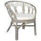 vidaXL Esszimmerstuhl mit Kissen Grau Natur Rattan Leinen vidaXL Esszimmerstuhl mit Kissen Grau Natur Rattan Leinen