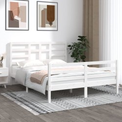 vidaXL Massivholzbett Weiß 150x200 cm