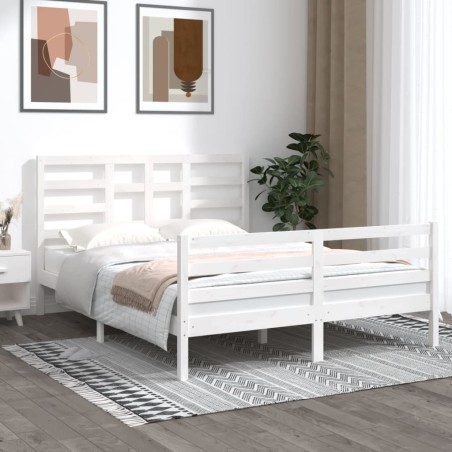 vidaXL Massivholzbett Weiß 150x200 cm