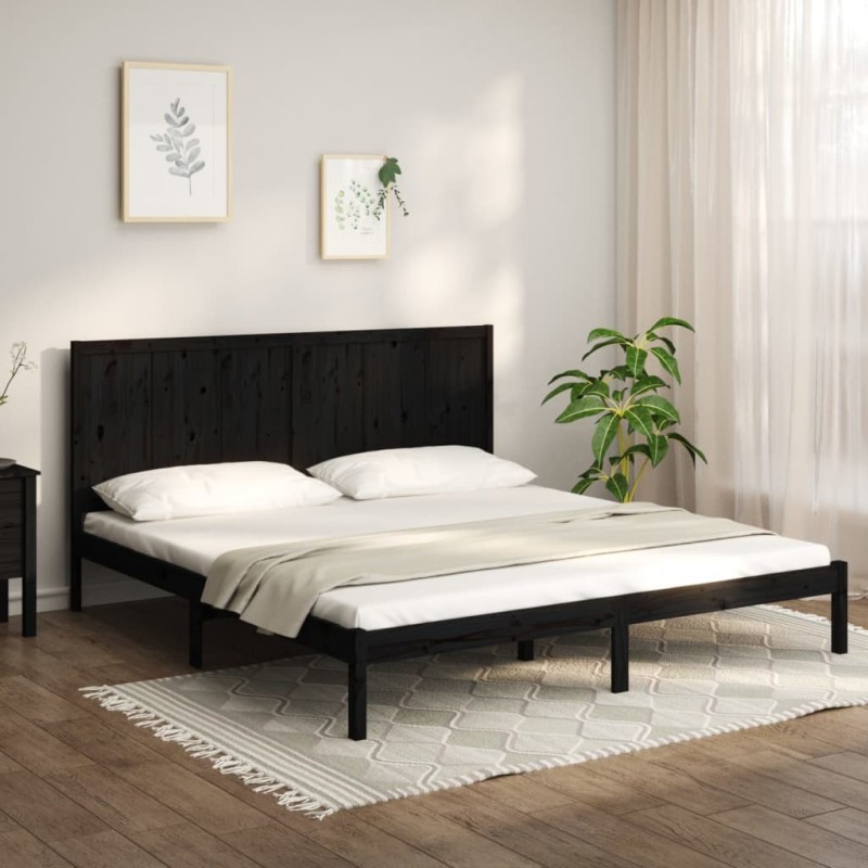 vidaXL Massivholzbett Schwarz Kiefer 200x200 cm vidaXL Massivholzbett Schwarz Kiefer 200x200 cm