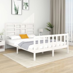 vidaXL Massivholzbett Weiß 135x190 cm