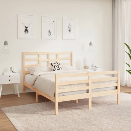 vidaXL Massivholzbett 135x190 cm