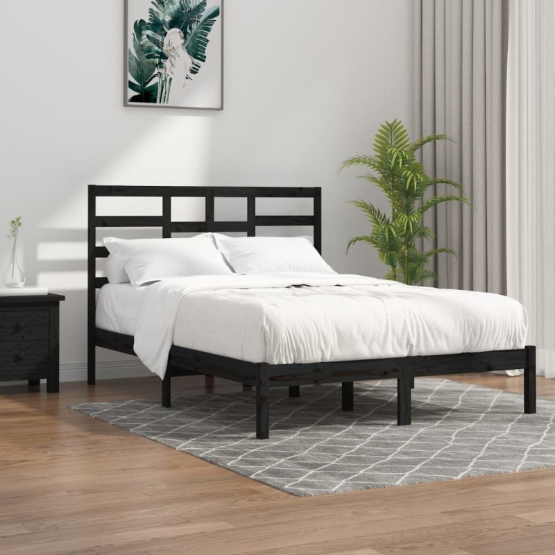 vidaXL Massivholzbett Schwarz 140x200 cm vidaXL Massivholzbett Schwarz 140x200 cm