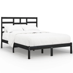 vidaXL Massivholzbett Schwarz 140x200 cm