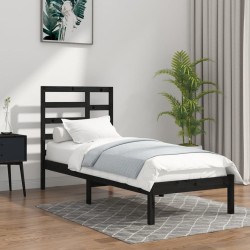 vidaXL Massivholzbett Schwarz 90x190 cm