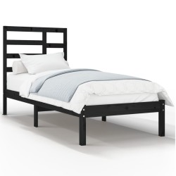vidaXL Massivholzbett Schwarz 90x190 cm