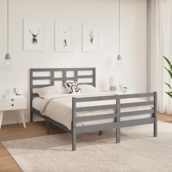 vidaXL Massivholzbett Grau 140x190 cm