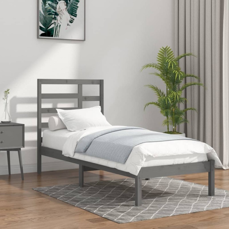 vidaXL Massivholzbett Grau 90x190 cm vidaXL Massivholzbett Grau 90x190 cm