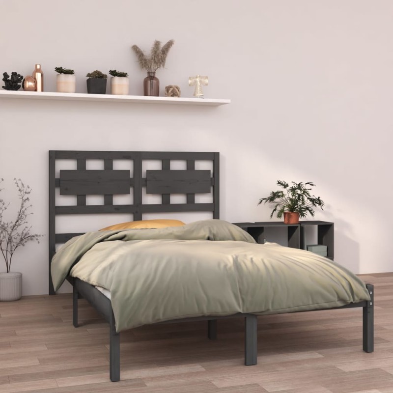 vidaXL Massivholzbett Grau 140x190 cm vidaXL Massivholzbett Grau 140x190 cm