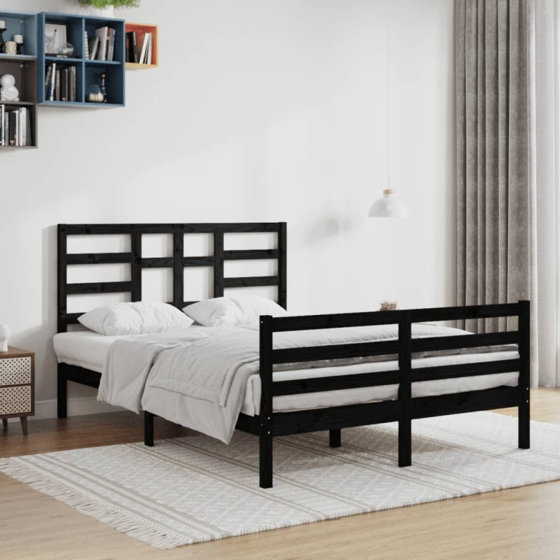 vidaXL Massivholzbett Schwarz 140x200 cm vidaXL Massivholzbett Schwarz 140x200 cm
