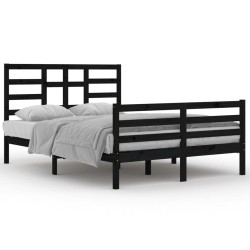 vidaXL Massivholzbett Schwarz 140x200 cm