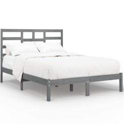 vidaXL Massivholzbett Grau 135x190 cm