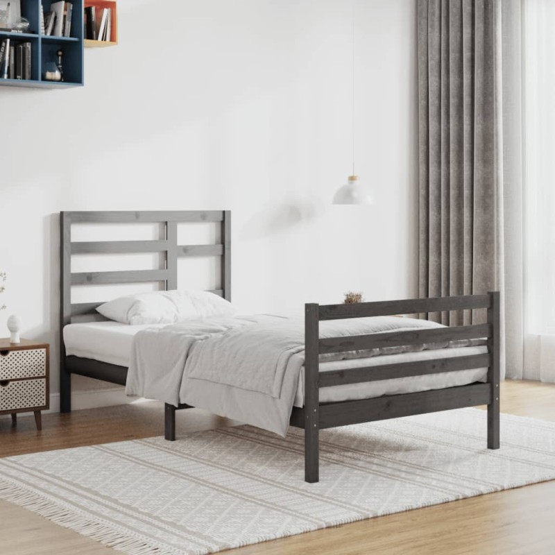 vidaXL Massivholzbett Grau 100x200 cm vidaXL Massivholzbett Grau 100x200 cm