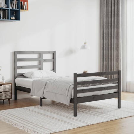 vidaXL Massivholzbett Grau 100x200 cm
