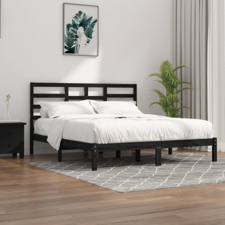 vidaXL Massivholzbett Schwarz 180x200 cm