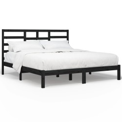 vidaXL Massivholzbett Schwarz 180x200 cm