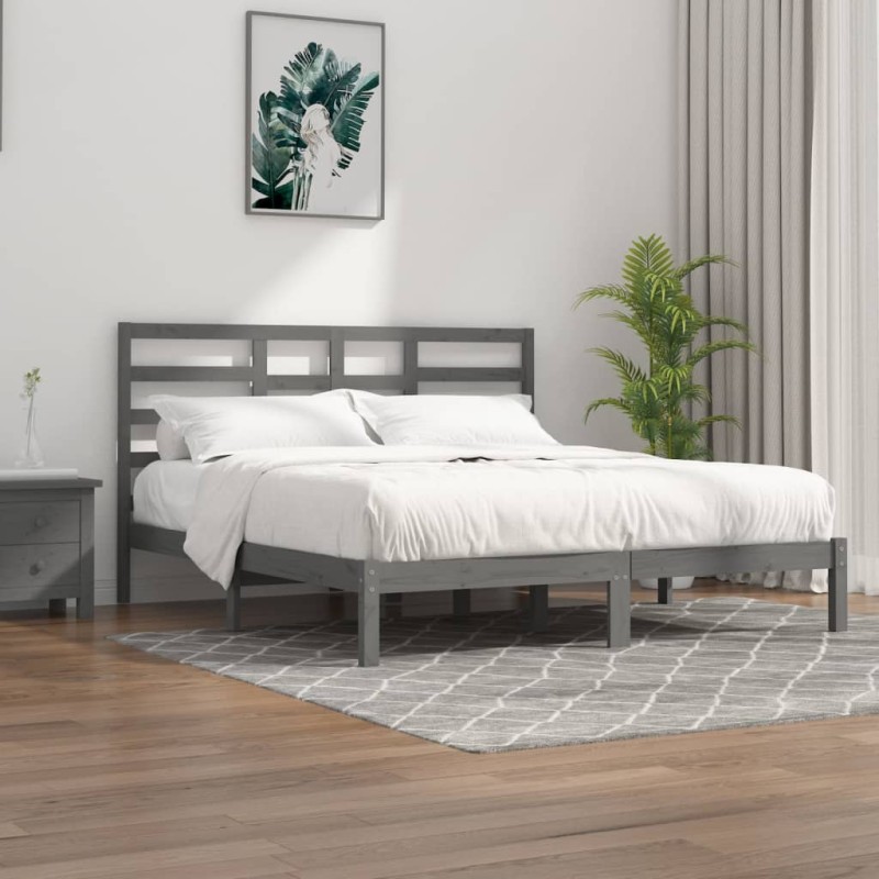 vidaXL Massivholzbett Grau 200x200 cm vidaXL Massivholzbett Grau 200x200 cm