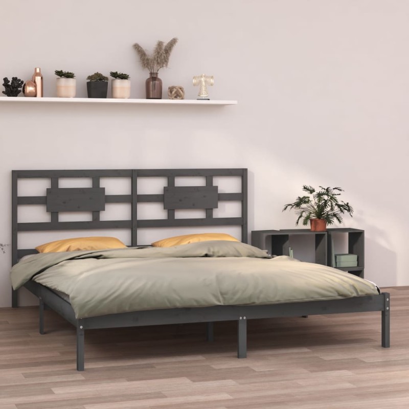 vidaXL Massivholzbett Grau 200x200 cm vidaXL Massivholzbett Grau 200x200 cm