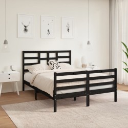 vidaXL Massivholzbett Schwarz 140x190 cm  