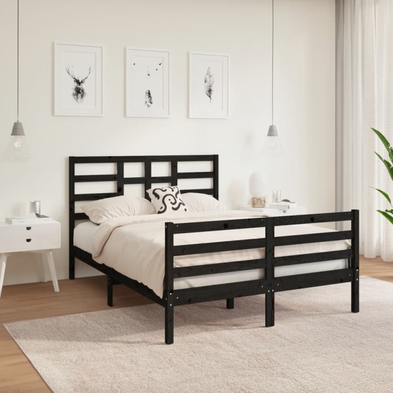vidaXL Massivholzbett Schwarz 140x190 cm vidaXL Massivholzbett Schwarz 140x190 cm