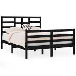 vidaXL Massivholzbett Schwarz 140x190 cm  