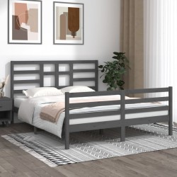 vidaXL Massivholzbett Grau 160x200 cm