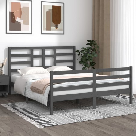 vidaXL Massivholzbett Grau 160x200 cm