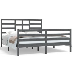 vidaXL Massivholzbett Grau 160x200 cm
