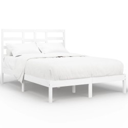 vidaXL Massivholzbett Weiß 140x190 cm
